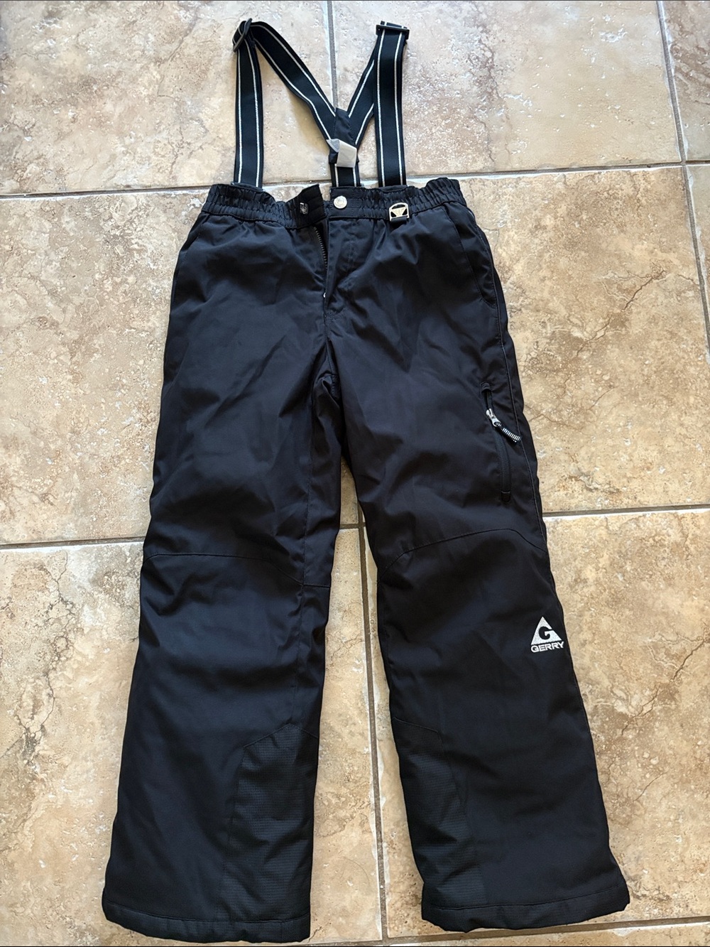 Black Kids Gerry Snow pants with Striped Suspenders size medium-10/12
